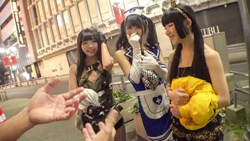 渋谷の街でコスプレ女子10人をハロウィンナンパ！お祭り騒ぎなパリピ娘たちの...